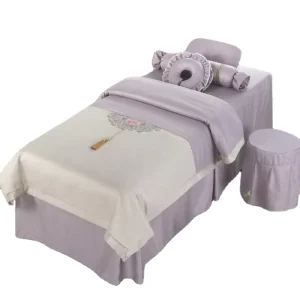 Cotton Soft Spa Bedspread Set Massage Table Bed Skirt Set Embroidery Massage Bed Sheet Set