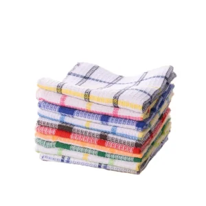 Cotton Square Woven Kitchen Towel Plaid Pattern Quick-Dry Dishwashing Cloth Cleaning Drying Wiping Tableware Factory