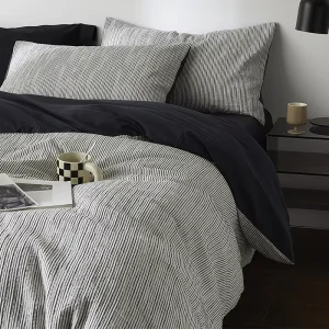 Cotton Stripe Comfy 4 Pieces Bedding Sets Collections Duvet Bed Sheet Pillow Case Set