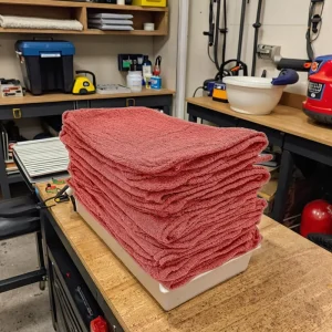 Cotton Towels Red 13″x14″ Commercial Grade Rags Professional Mechanics Reusable Cleaning Wipes for Maintenance and Garage