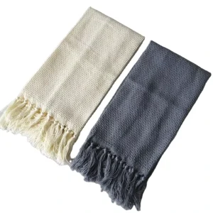 Cotton Turkish Hand Towels for Bathroom and Kitchen Super Absorbent Grey Cotton Tea Towels With Tassels