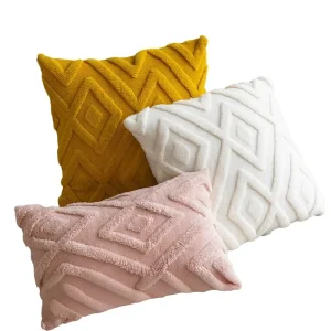 Cotton Velvet Polyester Throw Pillow Cover Solid Color Plant Flower Square Jacquard Modern Minimalist Home Decor Living Room