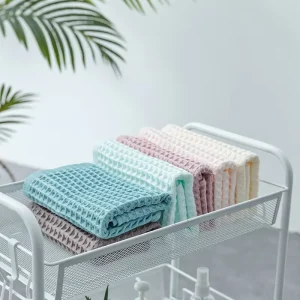 Cotton Waffle Weave Towel Sets Flat Weave Thick Soft Skin Absorbent Face Towel with Custom Logo