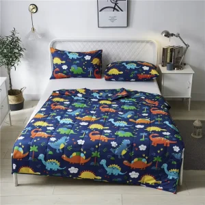 Cotton Weighted Blanket for Kids Twin Size Blue Dinosaur Breathable Bed Cotton Heavy Blanket Premium Glass Beads Heavy Blanket