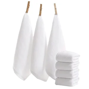 Cotton White Custom Face Towel Personalized Towel Small Salon Hotel Washcloth 16s 21s 32s 100% Cotton Face Towel Square