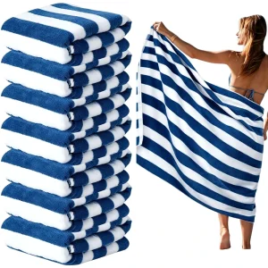 Cotton Woven Printed Cabana Stripe Beach Towel 75x180cm Soft Absorbent