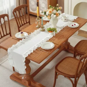 Cotton Wrinkled Lace Minimalist Wedding Table Runner for Home Hotel Dining
