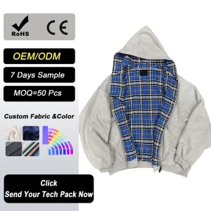 Cotton Zip Up Reversible Hoodie with Applique and Affixed Cloth Embroidery Cartoon Pattern Oversized Fit