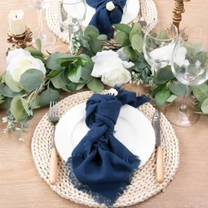 Cotton and Linen Napkins Wedding Raw Edge Napkins Party Holiday Decoration