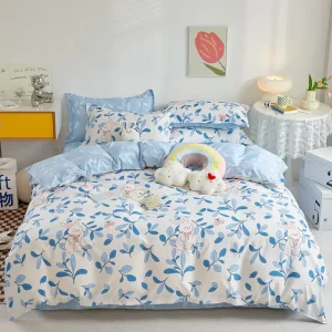 Country Romantic Lavender Flower Duvet Cover Set Floral Quilt Cover Microfiber Bedspread Set 4 Pieces Bedding Set