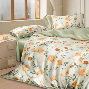 Country Style Fresh Floral Polyester 200TC Washable Cotton Filled Customizable Bedding Set Skin Friendly Safe 3 Piece Collection