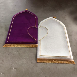 Couples Prayer Mat with Elegant Lace Edging Super Comfortable Kneeling Pad Ideal Muslim Wedding Present Ramadan Ergosalah