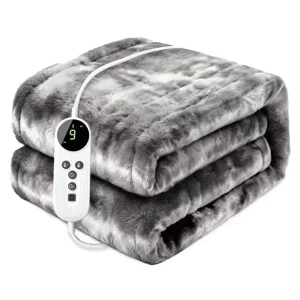 Cozy Fuzzy Heated Throw Blanket Digital Remote Auto Shut Off Multi Heat Levels Electric Blanket for Sofa Bedroom