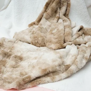 Cozy Soft Rabbit Faux Fur Fleece Throw Blanket Thick Luxurious Plush Warm Fuzzy with Stone Pattern for Bed Sofa