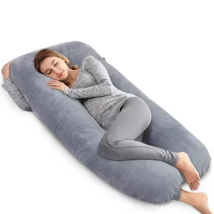 Cozy U Shape Full Body Pregnancy & Maternity Pillow Memory Foam Filling Knitted Design Removable Washable for Pregnant Women