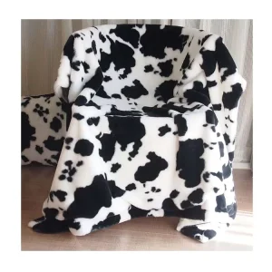 Cozy Warm Thick Sherpa Faux Fur Leather Cowhide Throw Blanket Throws Home Decor Blanket