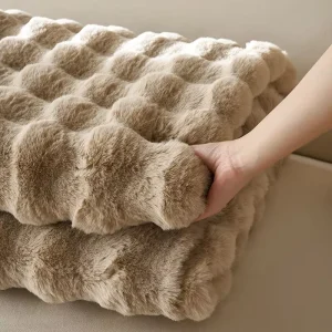 Cozy Warm Winter Soft Weighted Rabbit Fur Blanket for Bed Couch and Sofa