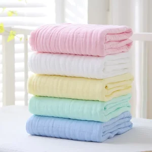Cozy Washed Soft 100% Organic Cotton Gauze Muslin Cotton Throw Blanket