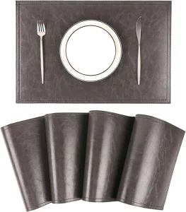 Craft Placemats Fall Faux Leather Waterproof Oil Proof PU Place Mats Heat Resistant Reversible Table Mats for Kitchen Dining