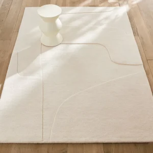 Cream Beige Style Living Room Wool Coffee Table Rug Custom Made High End Striped Carpet Luxury Modern Minimalist Home Decor