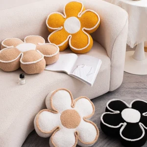 Cream Style Sun Flower Throw Pillows High End Seat Cushions and Back Pillows for Living Room Sofas