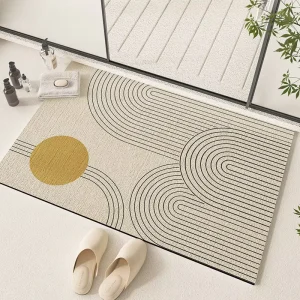 Cream colored Bathroom Mat Quick drying Absorbent Rug Non slip Small Carpet for Restroom