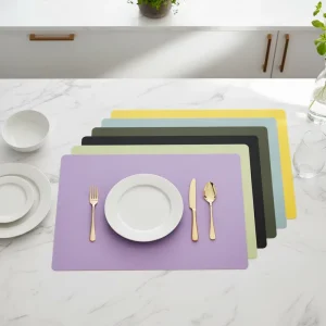 Creative Double-side Waterproof Placemats Custom Logo Rectangular PU Leather Place Mats Color Home Dining Table Place Mat