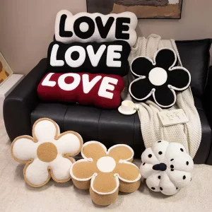Creative Plush Throw Pillows Customizable Cotton Minimalist Nordic Design Letter Pumpkin Flower Living Room Decor