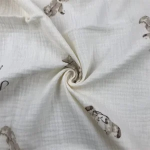 Crepe Baby Printed Seersucker Double Gauze Bamboo Cotton Muslin Fabric Woven Bubble Fabric for Girls From China