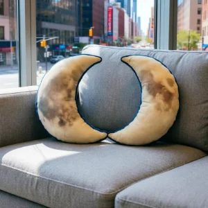 Crescent 3D Moon Lunar Texture Custom Print Cartoon Bedroom Decor Cushion Cover Matching Pillow Set