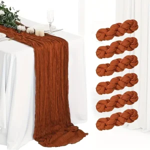 Crinkled Fabric Table Runners Bohemian style Braided Tablecloths Wedding and Party Decorations Pleated Fabric Napkins