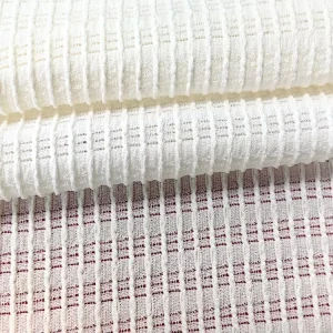 Crinkled Jacquard Hollow Out Texture 94% Polyester 6% Spandex Knit Fabric for Dress Clothing