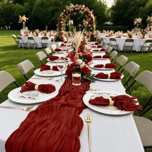 Crinkled Polyester Table Runners Multi Color Custom Size Table Decor for Dining Table Wedding Party Events Use