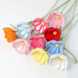 Crochet Flowers Bulk Sale Handmade Loose Flowers for DIY Bouquet Home Decor Party Supply & Gift