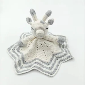 Crochet Giraffe Lovey Security Blanket for Baby Handmade Knitted Stuffed Animal Soother Toy