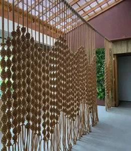 Crochet Lace Sheer Bohemian Hollow Knitted with Tassels Macrame Wall Hanging Sliding Curtain Door Room Dividers for Home