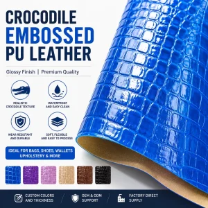 Crocodile Embossed PU Leather Waterproof Synthetic Leather for Bags Shoes Wallets