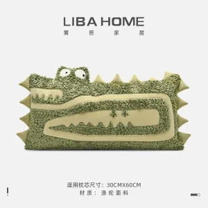 Crocodile Pattern Applique Embroidery Pillow Cases Cushion Cover Decorative Home Throw Pillow Cover for Child
