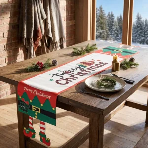 Cross Border Christmas Dining Table Linen Printed Table Runner Holiday Decorations for Atmosphere Christmas Tablecloth