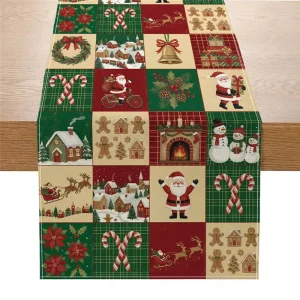 Cross Border Christmas Linen Table Runner Factory Direct Winter Snowman Printed Placemat American Style