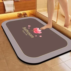 Cross Border Diatomaceous Earth Bath Mat Water Absorbent Dirt Resistant Non Slip Entrance Door Mat for Bathroom Toilet