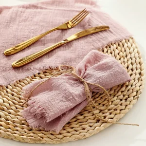 Cross Border Exclusive Napkins Cloth Bamboo Section Raw Edge Customizable Square Wedding Decoration Placemat Napkin