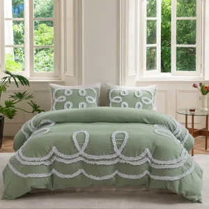 Cross-Border New Exclusive Synthetic Fiber Reactive Dyeing Twill Water-Washed Solid-Color Three-Dimensional Duvet Cover Set