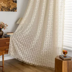 Cross-Border Polyester Lace Sheer Curtains Bohemian Window Screen Fabric China for Aliexpress Stock Manufacturers