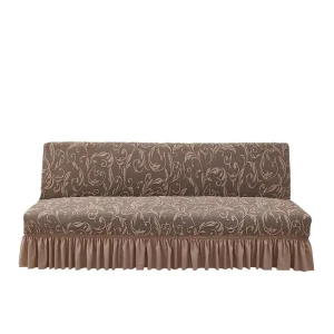 Cross Border Thickened Knitted Jacquard Plants Flowers Pattern Sofa Bed Cover Skirt Style Armless Foldable