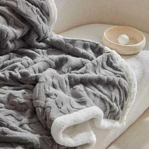 Cross Border Winter Thick Twist Double Layer Taffeta Cuffed Blanket Office Air Conditioner Shawl Throw