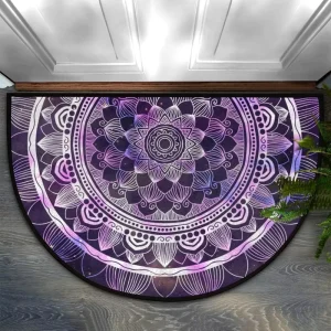 Cross border American style Bohemian Cartoon Anime Printed Half circle Polyester Doormat PVC coated Backing Vintage Door Mat