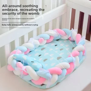 Cross border Best Selling European Style Baby Bionic Bed Hand Woven Womb Bed Anti Startle Design 70% Bamboo 30% Cotton Baby