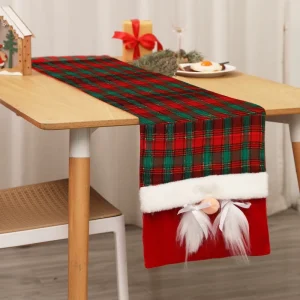 Cross border Doll Christmas Table Flag Fabric Plaid Old Man Gnome Decorations Scene Layout Props