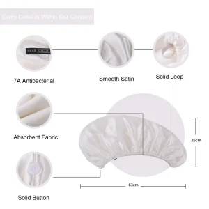 Cross border Double layer Silk Satin Super Absorbent Quick drying Lady’s Pure Silk Bath Cap Washable Headscarf